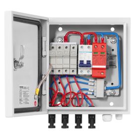 VEVOR Solar PV Combiner Box 4 String 15A for Solar Panel System Steel Case IP65