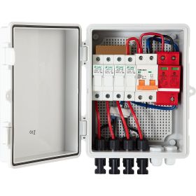 VEVOR PV Combiner Box, 4 String with 15A Rated Current Fuse, 63A Circuit Breaker, Lightning Arreste Connector for On/Off Grid Solar Panel System,