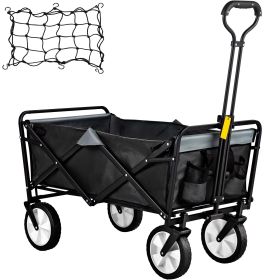 Collapsible Wagon Cart ; Folding Wagon Cart ;  176 lbs Load Beach Wagon Oversized Wheels;  Portable Folding Wagon Adjustable Handles for Beach; (Color: Black+Gray)